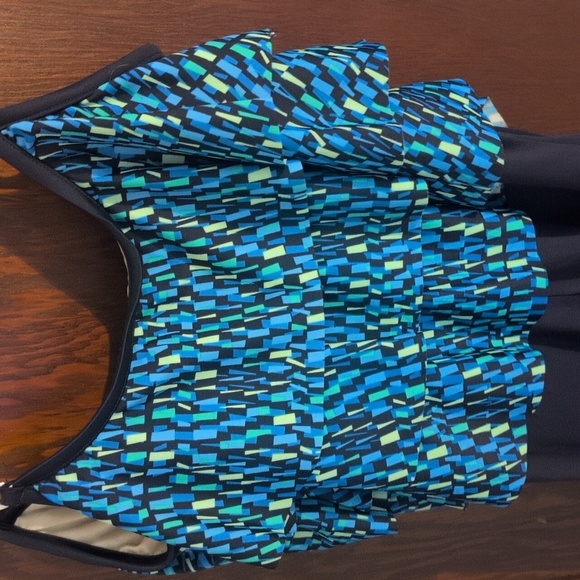 Maxine Of Hollywood Blue & Black Flattering One Piece Swimsuit Size 16 - Picture 7 of 8